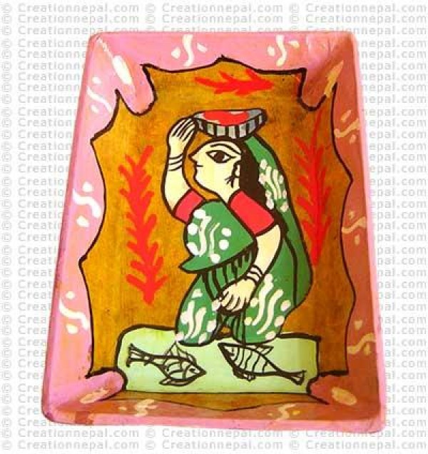 Mithila art - woman from the shopping tray