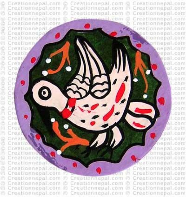 Mithila painting - bird tea-mat set of 6