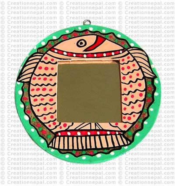 Mithila painting - big fish mirror