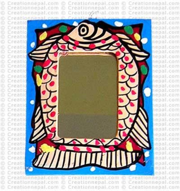 Mithila painting - fish tiny mirror