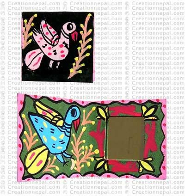 Mithila bird painting folding tiny mirror