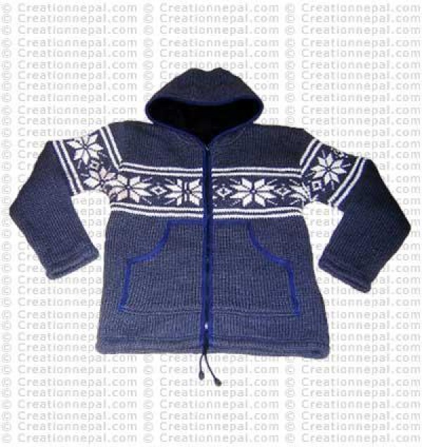 Heavy woolen hooded jacket