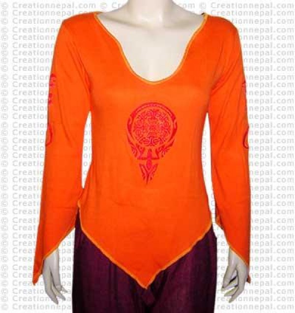 Embroidered rib cotton top