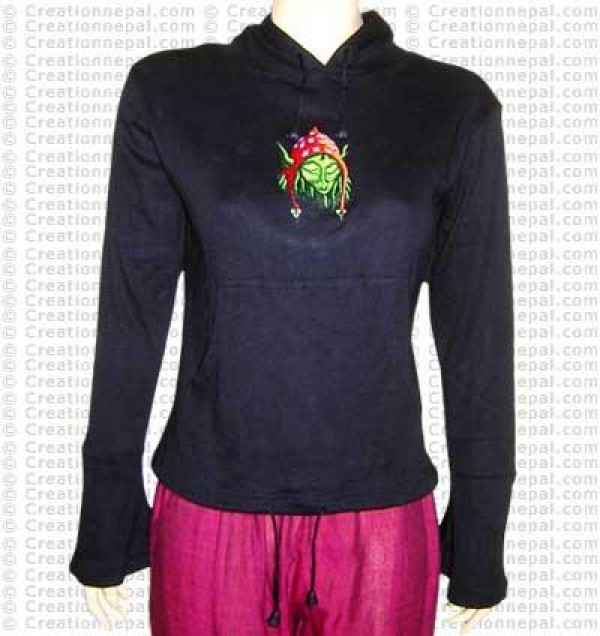 Woman-embroidery hooded t-shirt