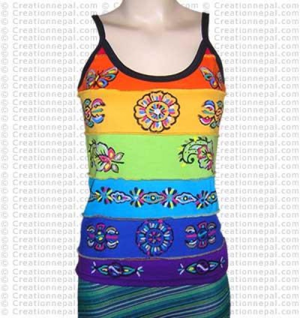 Rainbow hand painted rib t-shirt