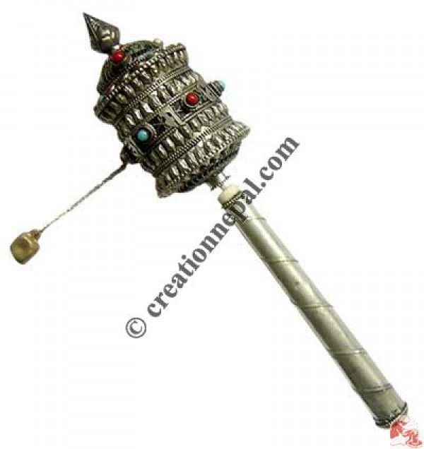 Om Mani Mantra filigree small prayer wheel