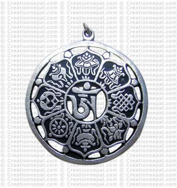 Astamangala round pendant
