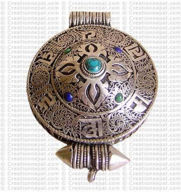 Om Mani-Filigree Dorje white-metal Ghau2