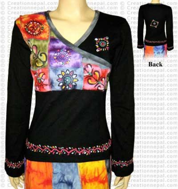 Cross neck painted t-shirt