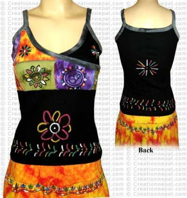 Cross neck sleeveless t-shirt