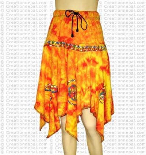 Tie-dye painted frills skirt