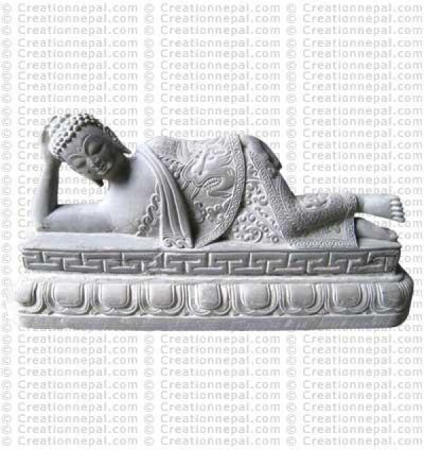 Relaxing Buddha - 6'' stone statue