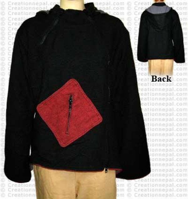 Patch pocket cotton hooded jacket