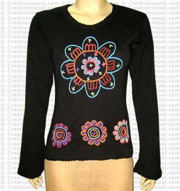 Hand emb rib cotton T-shit2