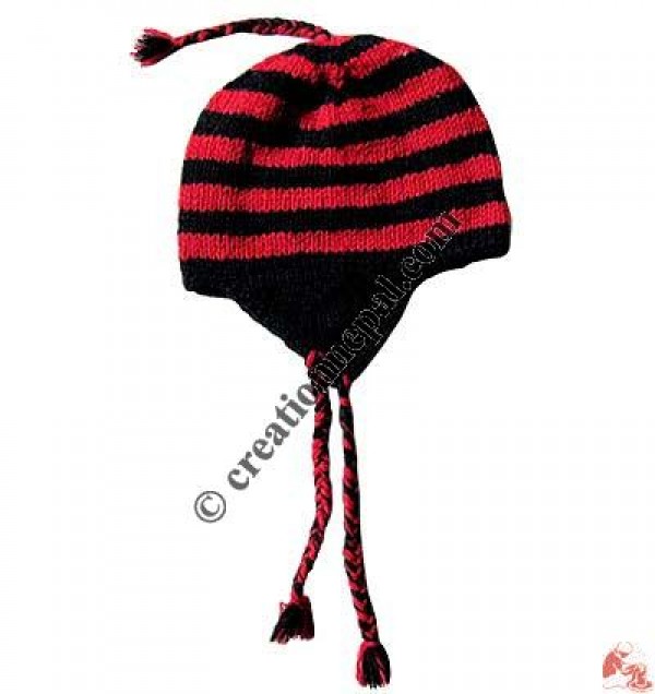 Woolen stripes simple ear hat