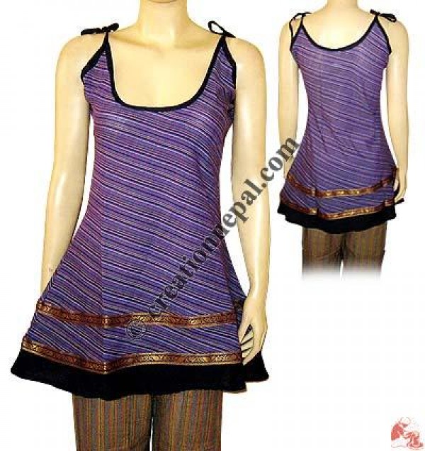 Cotton halter top with lace