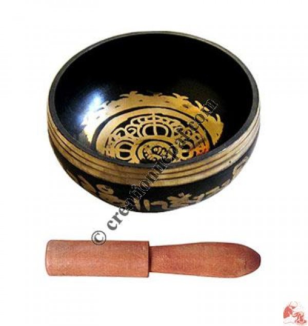 Painted tiny singing bowl (black)
