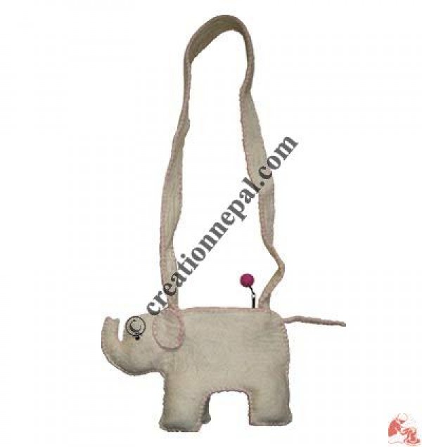 White elephant tiny felt bag