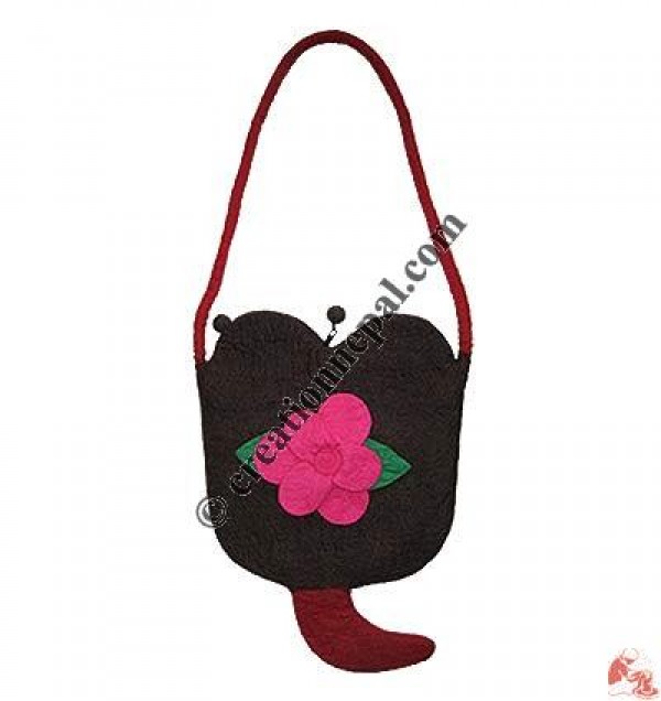 Flower felt heart bag