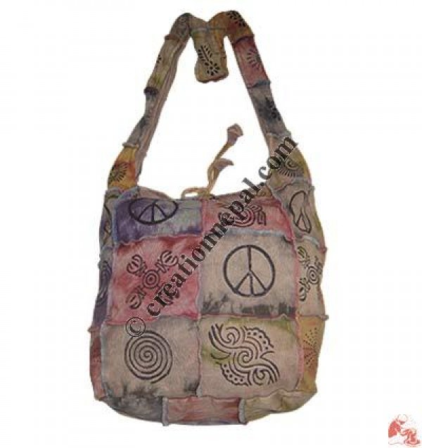 Block print patch-work rib lama bag