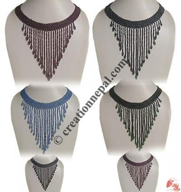 Long frills plain pote necklace