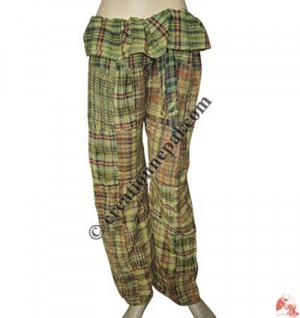 Patch-work stone wash Thai trouser2