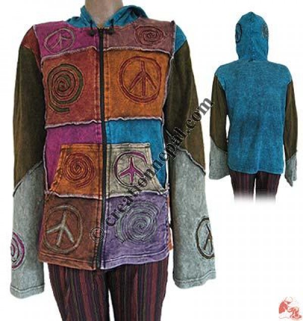 Peace-spiral sign rib jacket