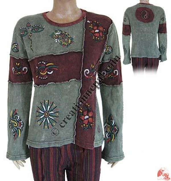 Hand painted long sleeve rib t-shirt