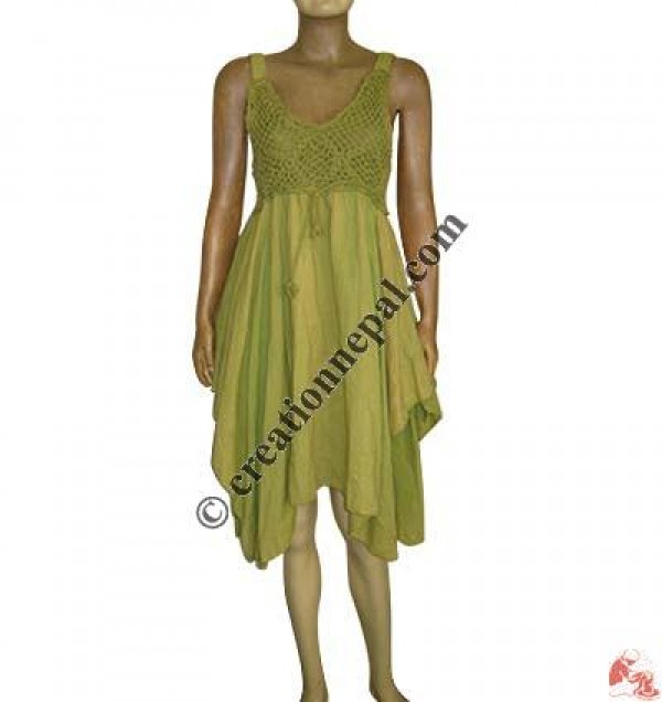 Cotton lace-top frills dress