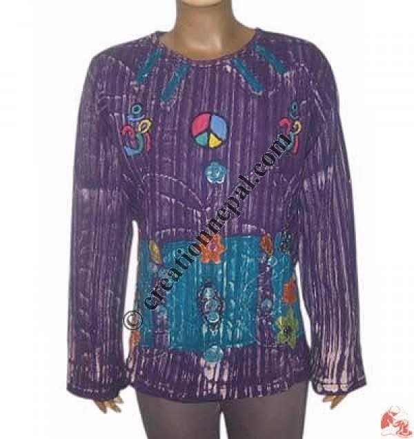 Hand embroidery and paints rib tie-dye t-shirt