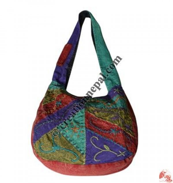 Patch-work design wide body cotton bag1