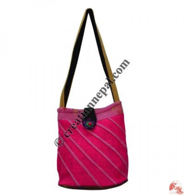 Slanted stripes felt ladies bag