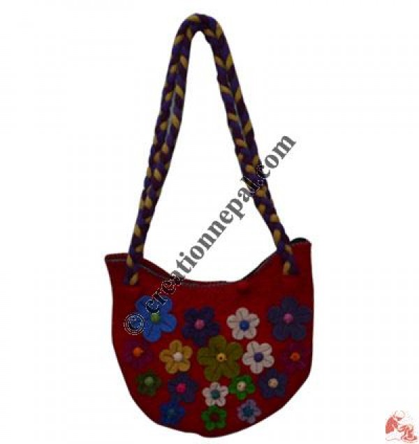Braided strap flower felt bag