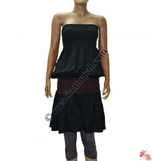 Cotton 2-step elastic tube mini dress