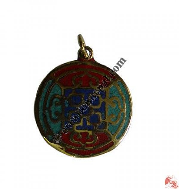 Mandala brass round pendent