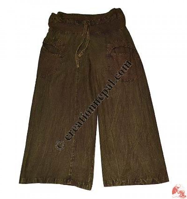 Wide bottom stone wash trouser