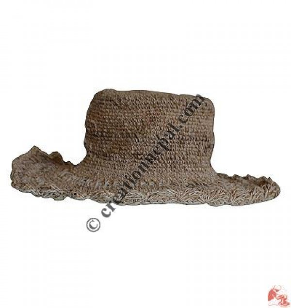Hemp-cotton crochet round wire hat