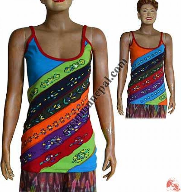 Slanted patch rainbow rib tank top