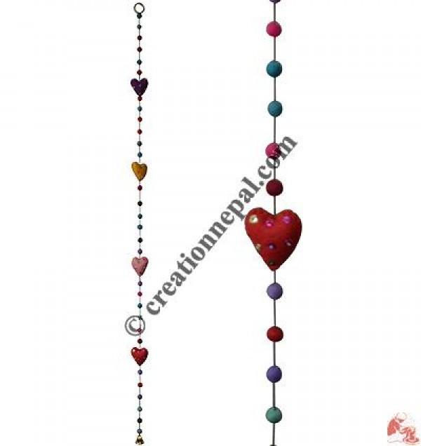 Felt beads-heart hanging