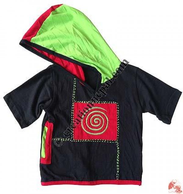 Kids sinkar spiral hooded t-shirt