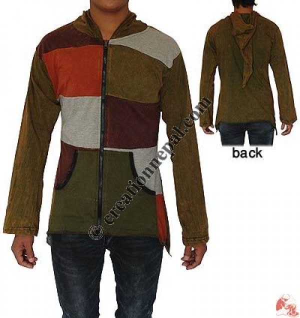 Patch-work hooded summer jacket