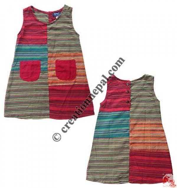 Stripes patch kids dress