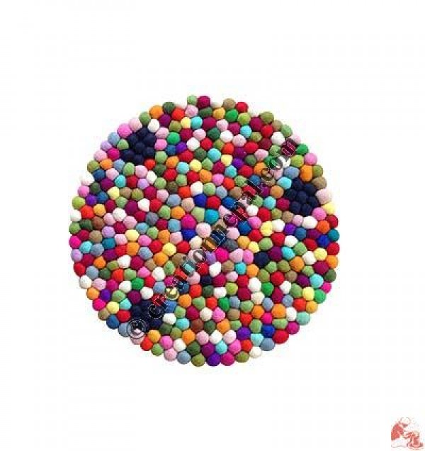 Wool felt balls circle mat10