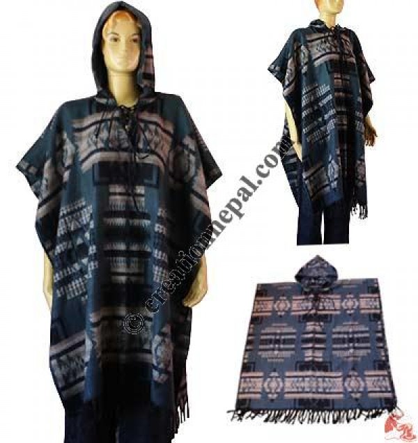 Acrylic-cotton men poncho