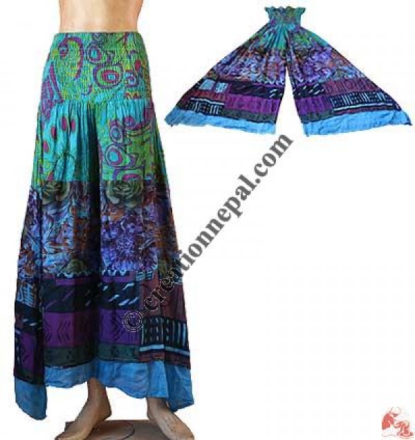 Cotton printed bell-bottom trouser
