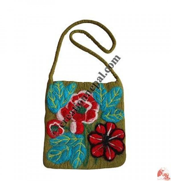 Needle-felt leaves and flower Bag