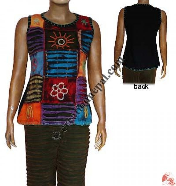 Hand Emb. Razor-cut patch top