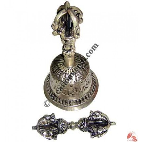 Medium size silver plated Dorje and Bell set