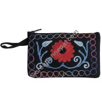 Faux suede floral medium purse