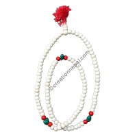 Decorated white beads Japa mala